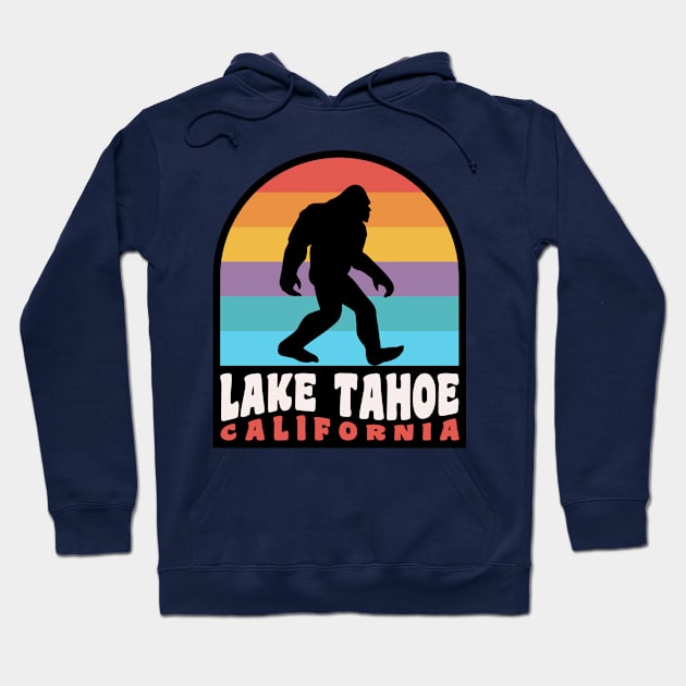 Lake Tahoe Bigfoot Sasquatch California Retro Hoodie by PodDesignShop